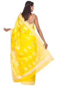 vibrant-yellow-handwoven-chanderi-cotton-silk-saree-with-elaborate-booti-work